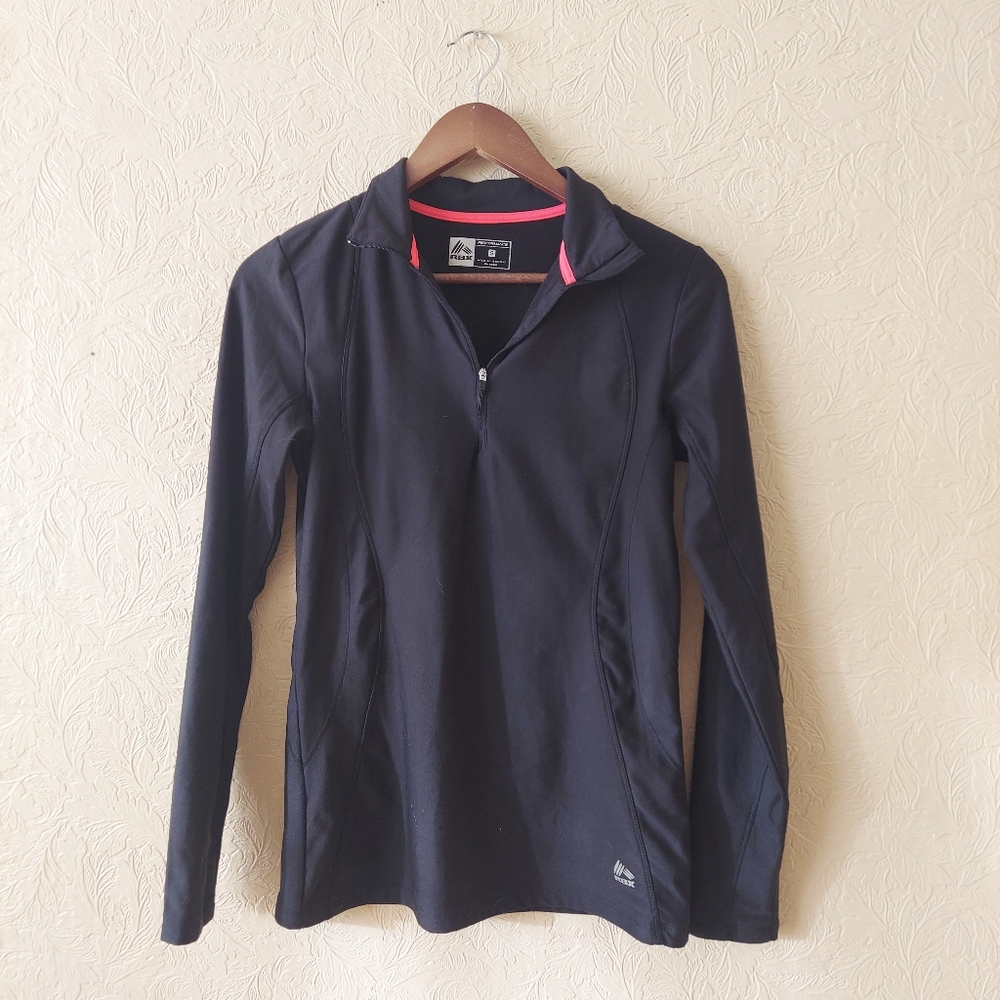 RBX performance black athletic quarter zip long sleeve pullover top Sz small